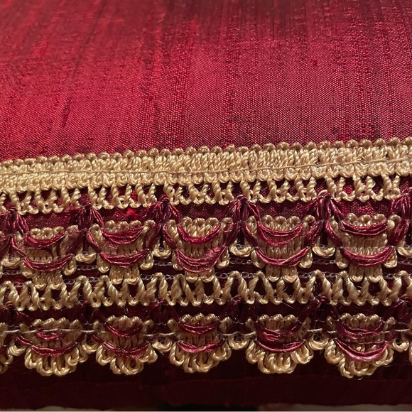 Decorative Pillow - 16”x16” - red (leaning a little burgundy) with gold trim - Picture 5 of 5